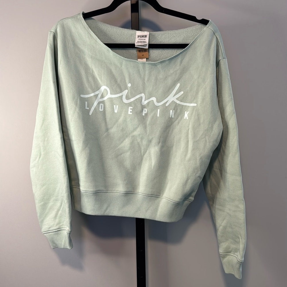 Victoria’s Secret PINK Sea Green Sweatshirt Size S Small New NWT